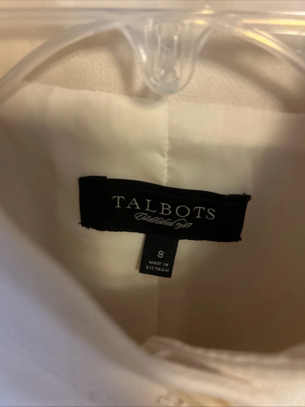 Talbots Cream Wool Blend Military Style Jacket  Epaulettes Structured Size 8